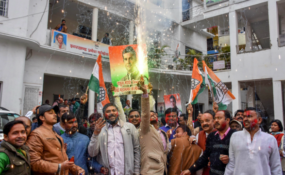 Assembly election 2018 results: Congress emerges victorious in Hindi heartland; Rahul Gandhi says poll outcome 'message to Modi govt' Assembly election 2018 results: Congress emerges victorious in Hindi heartland; Rahul Gandhi says poll outcome 'message to Modi govt'